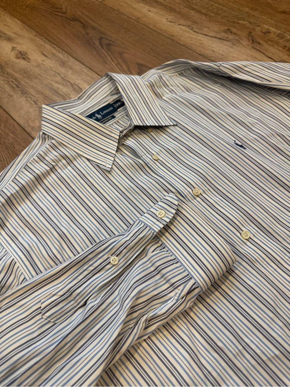 Ralph Lauren Men's Multi-Stripe Dress Shirt - Blue & Cream